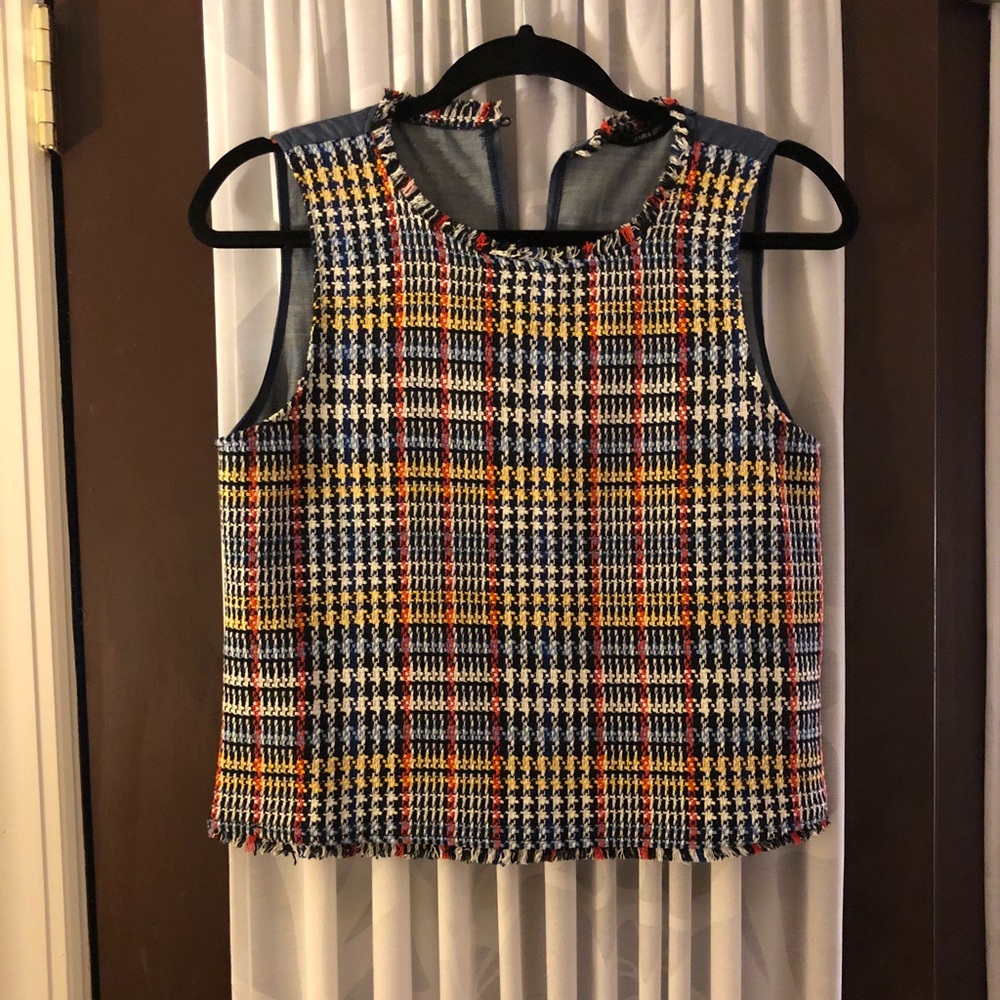 Zara Plaid Print Shell Tank